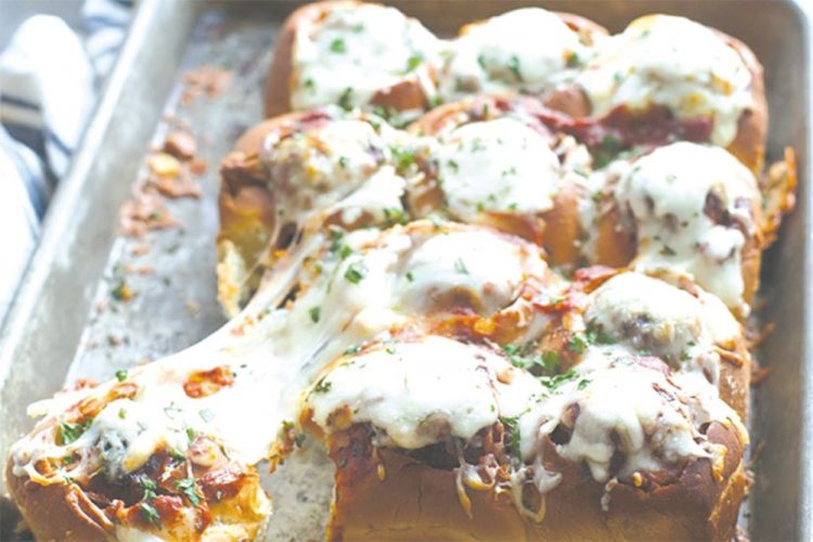 Cheesy garlic bread & meatball rolls