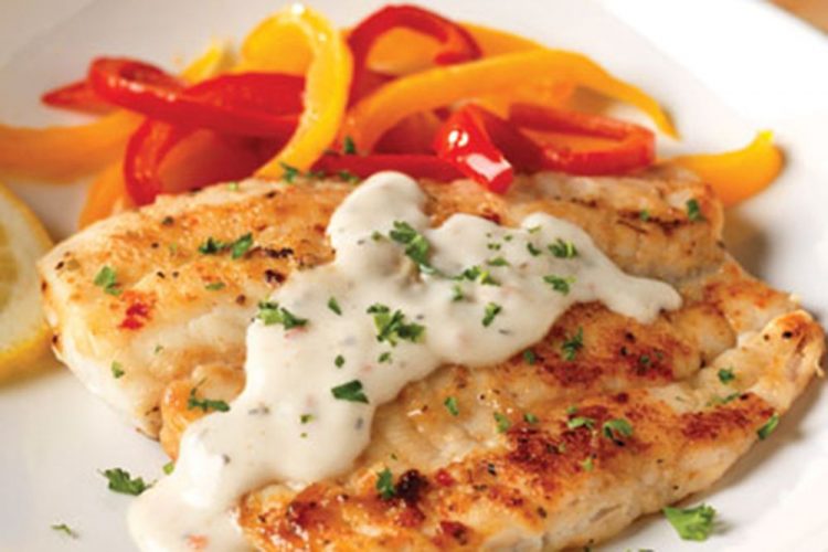 Pan fried fish with lemon sauce