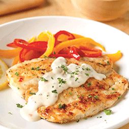 Pan fried fish with creamy lemon sauce