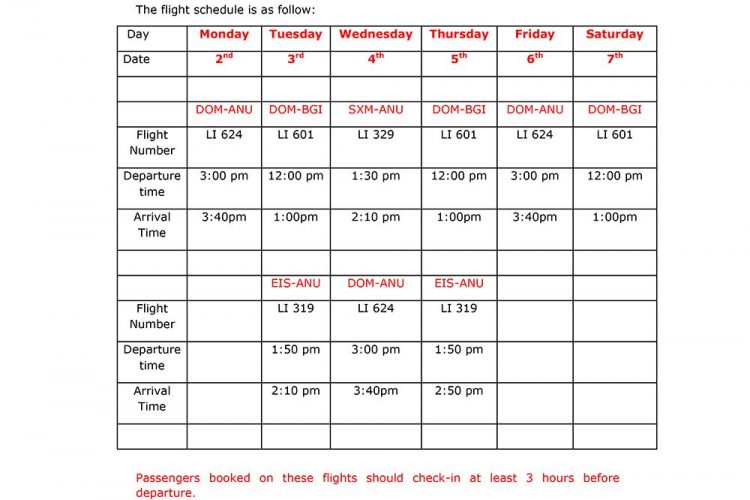 LIAT Flight Operations from Dominica, Tortola & ST. Maarten