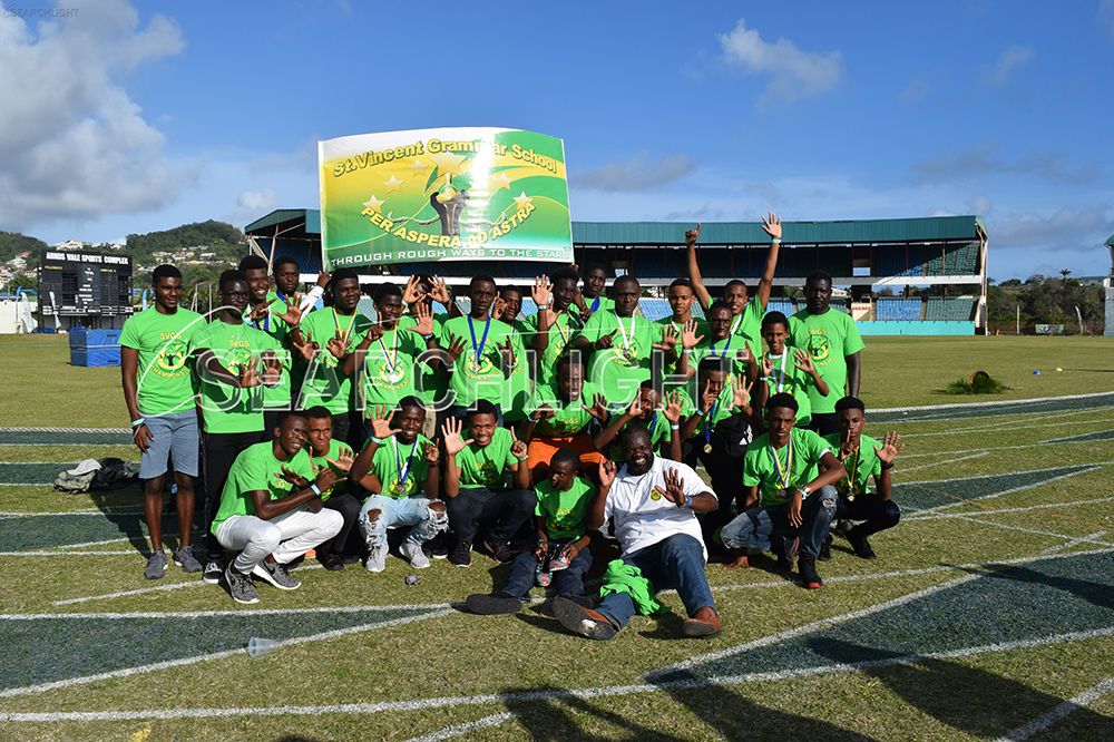 Six straight male titles for the St Vincent Grammar School and the fingers show just that