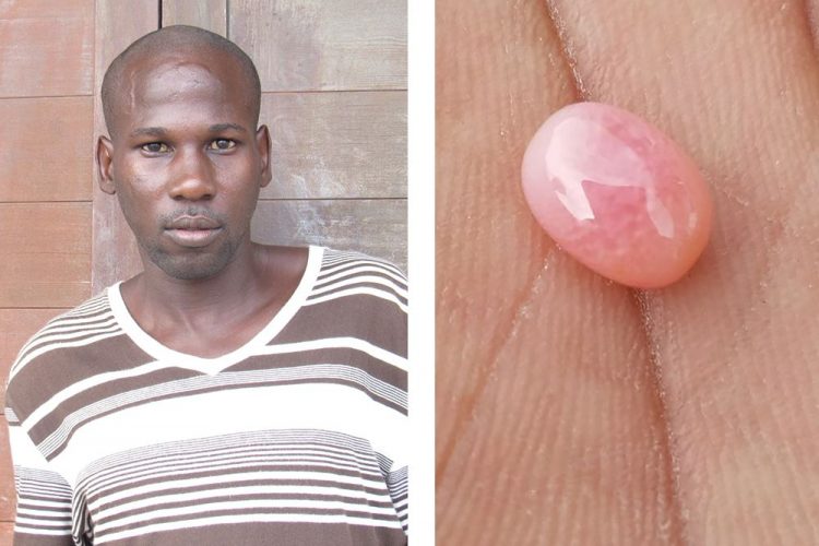 Pink pearl found in conch at Owia