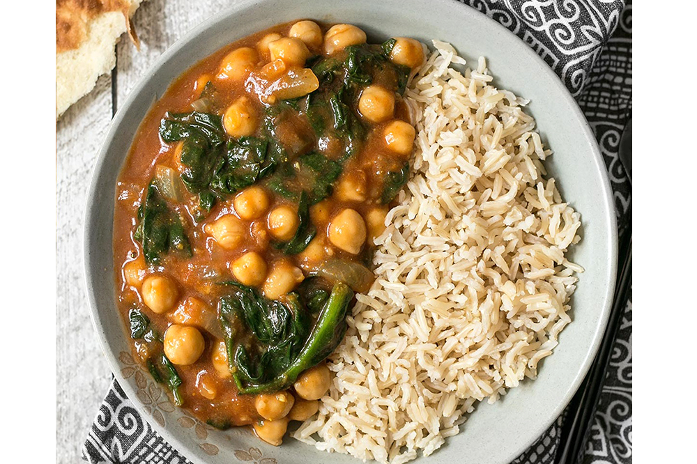 Curried Chickpeas  with Spinach