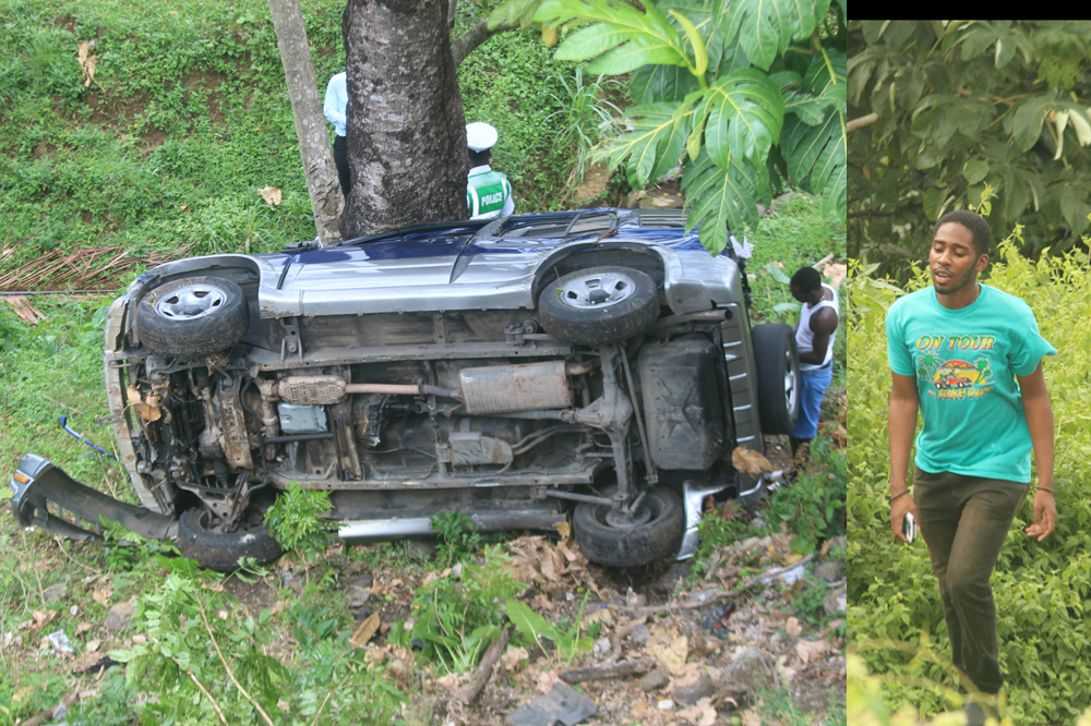 Driver walks away from 100 ft plunge over embankment