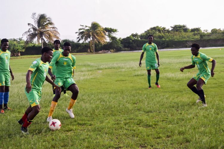 SVG under-20 male football team sharpening skills